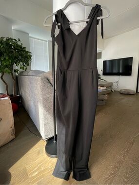 AQUA Black Jumpsuit with Tie Shoulders